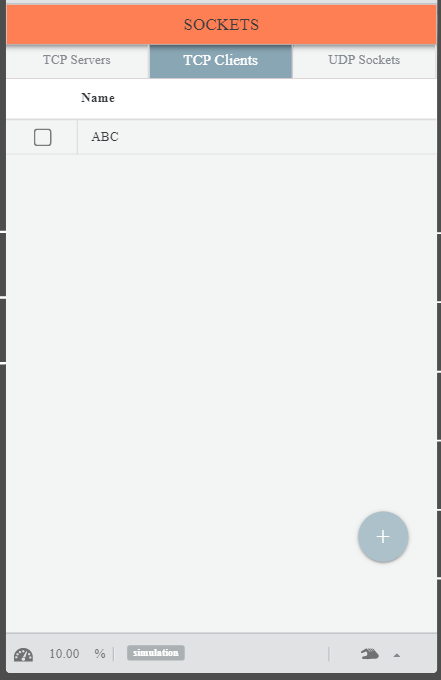 SP2 teach pendant IO > Socket > TCP Clients screen
